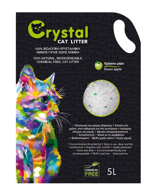 Άμμος Γάτας κρυσταλλική Crystal Green Apple (5L)