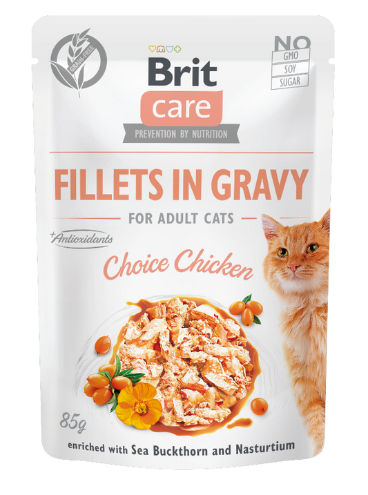 Κονσέρβα για γάτες BRIT CARE FILLETS IN GRAVY (85gr)(πολλές γεύσεις)