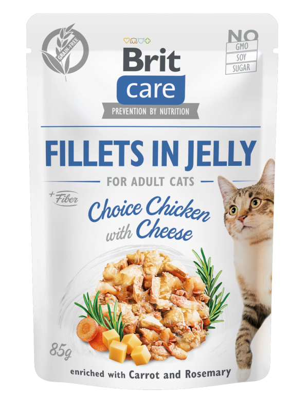 Κονσέρβα για γάτες BRIT CARE FILLETS IN JELLY CHOICE CHICKEN & CHEESE(85gr)