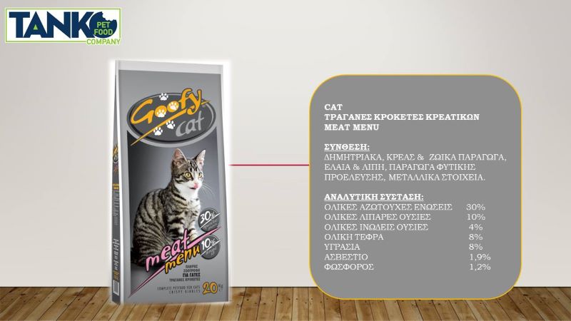 Ξηρά τροφή γάτας Goofy Cat Meat Menu (20kg)