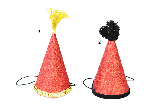 Καπελάκι Γενεθλίων σκύλου γάτας Red Glitter