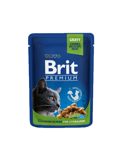 Κονσέρβα-Φακελάκι για γάτες BRIT PREMIUM FILLETS STERILIZED (100gr) (πολλές γεύσεις)