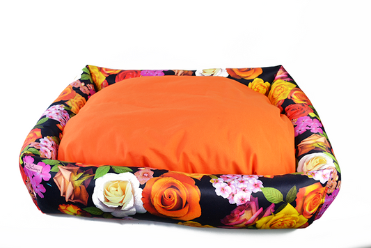 Κρεβάτι σκύλου Orange Flowers Square