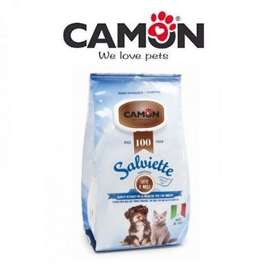 Μαντηλάκια για στεγνό καθάρισμα σκύλου γάτας Camon  Γάλα-Μέλι (100τεμ)
