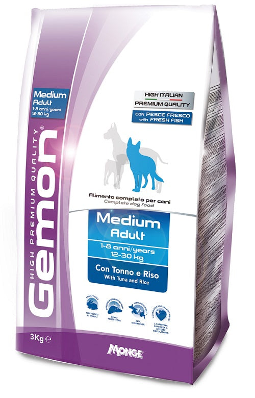 Gemon Medium Adult Τόνος-Ρύζι ξηρά τροφή σκύλου (3kg)