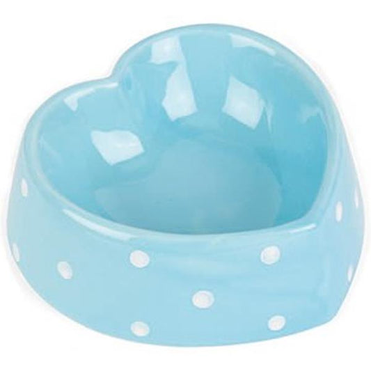 Μπολ σκύλου γάτας πήλινο Πουά Καρδιά Μπλε