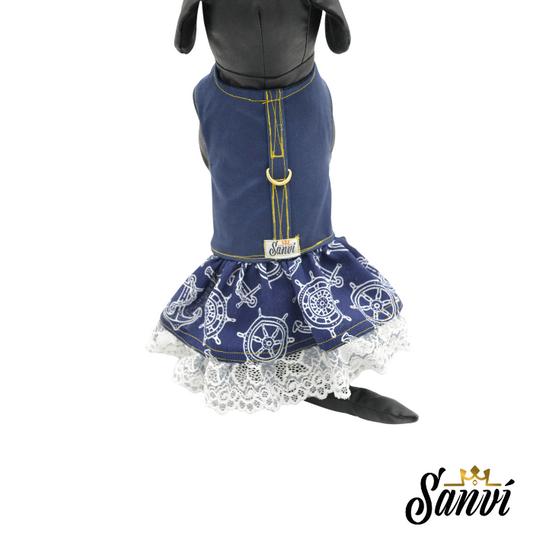 Ρούχο σκύλου φόρεμα JEAN NAVY SANVI