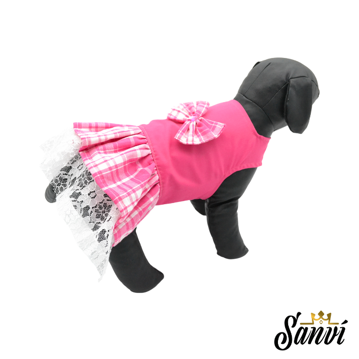 Ρούχο σκύλου φόρεμα SANVI PINK CHECKERED