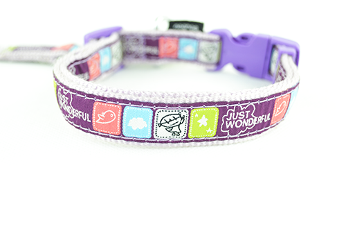 Σετ περιλαίμιο-οδηγός σκύλου Mοβ με σχέδια