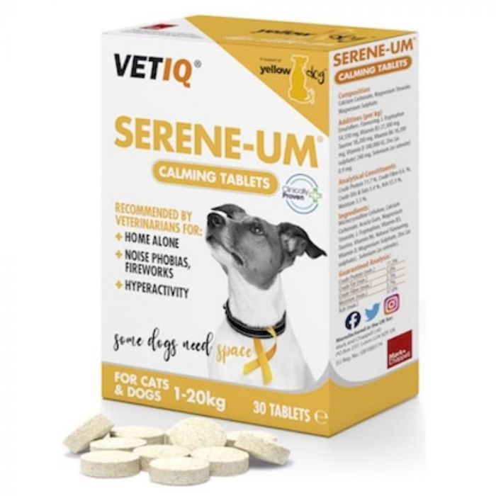 Φυτικά ηρεμιστικά χάπια για σκύλους και γάτες Vet IQ Serene-um (30 δισκία)