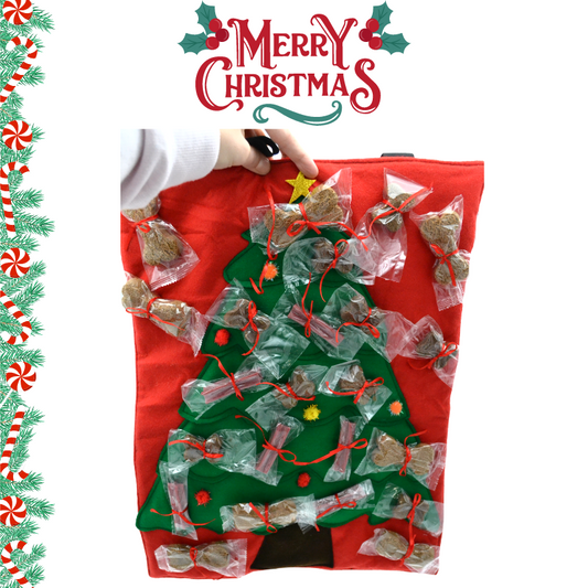 Χριστουγεννιάτικο υφασμάτινο δέντρο με Λιχουδιές σκύλου HAPPY XMAS